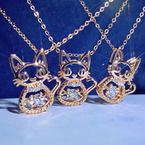 Kitty Lock Bone Chain 18K Rose Gold Hearty Action Diamond Necklace Color Gold AU750 Pendant Set Chain Womens Real Drill Inlays