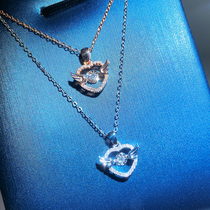 Angel Hearts 18K Rose Gold Necklace Platinum Diamond Bush Chain Heart-shaped Wings Collarbone Chain Seven-day Delivery Girlfriend
