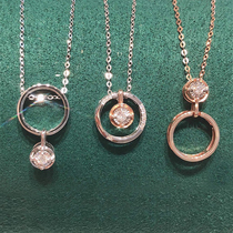 18K Gold Natural Diamond Round Pendant Necklace Lock Bone Chain Trekking Chain Women Platinum Rose Gold Little Fresher