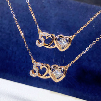 Xi Qi 18K Gold Diamond Necklace Pendant Rose Gold Female Gold Lock Bone Chain 520 Spirituary necklace Valentines Day gift