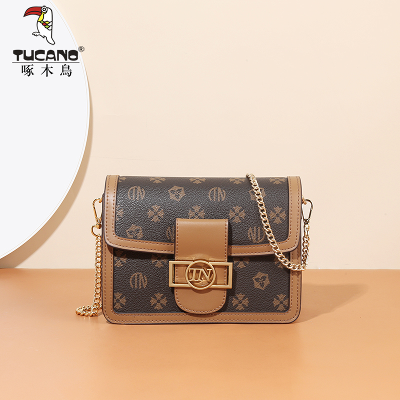 Woodpecker women's bag new 2022 popular fashion personality chain bag retro bag women's messenger bag old flower small bag