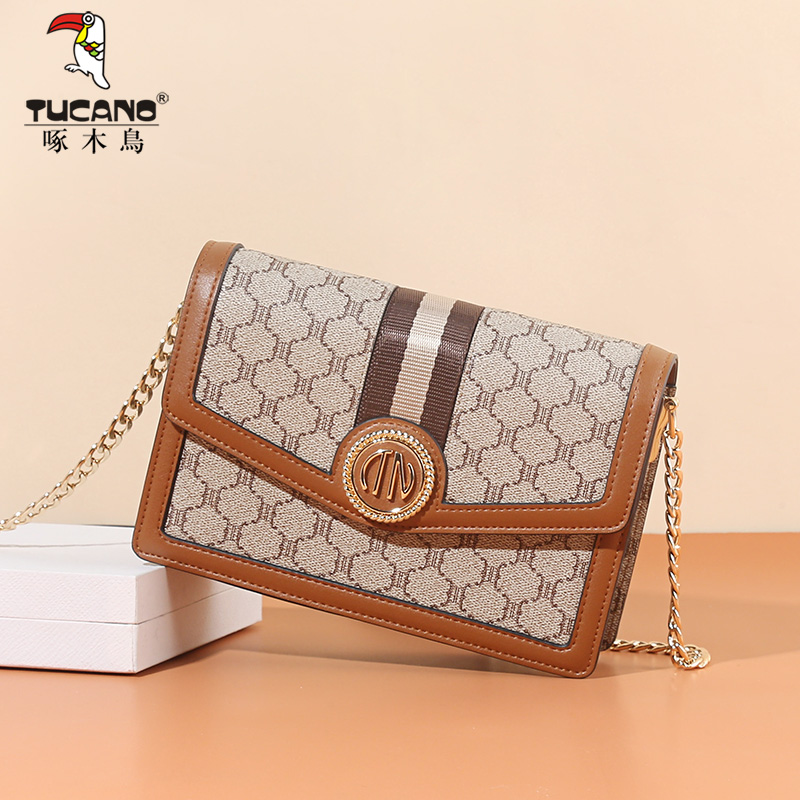 Woodpecker Bag Packs Women 2022 New Chain Packs Fashion Small Crowdage Old Flowers 100 Hitched Satchel Small Square Bag