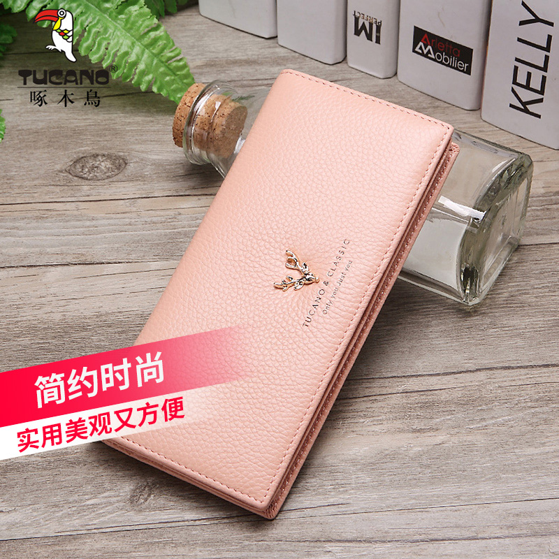 Woodpecker Lady Long Pants Wallet Slim Jane About Fashion Bull Leather Women Handbags 2022 New Korean Version Leather Wallet Wallet Woman