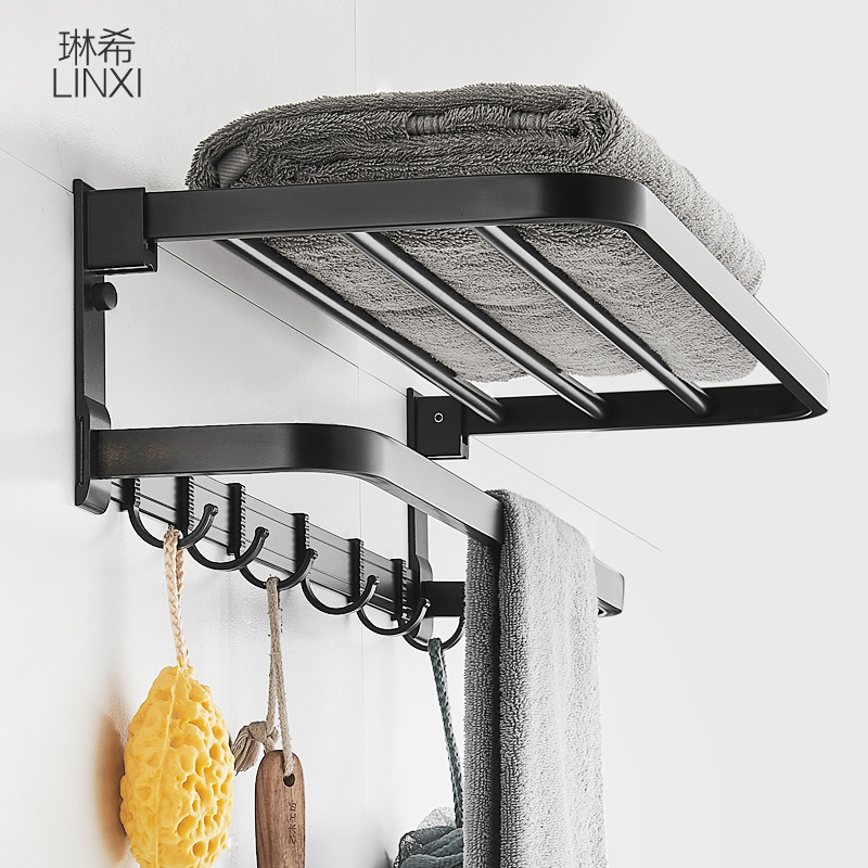 Bathroom towel rack containing layer rack wall-mounted free-to-punch bath towels Dressing Room Shelve Toilet Wash and shelve