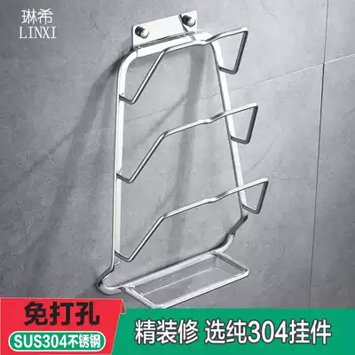 Kitchen rack pot cover rack 304 stainless steel nail-free kitchen rack pot cover rack punch-free stainless steel wall hanging