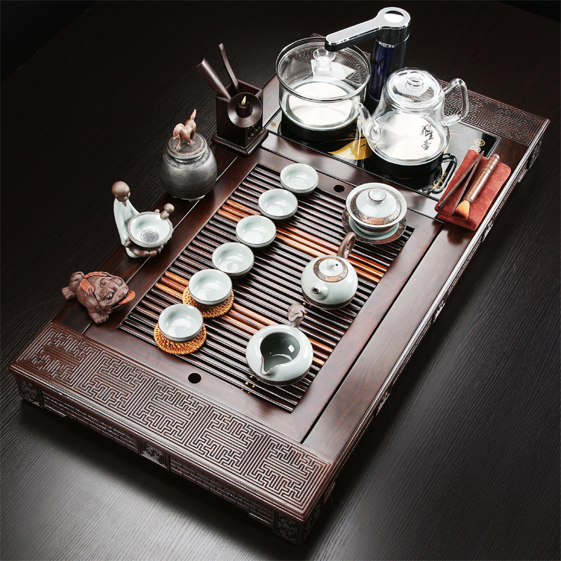 Solid wood tea tray tea set suit black sandal wood tea tray tea table home office of a complete set of violet arenaceous kung fu tea set