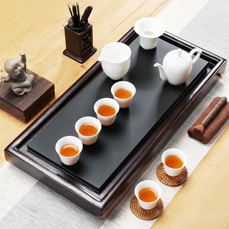 A friend is A complete set of tea sets with violet arenaceous kung fu tea set solid wood ebony ground sharply stone tea tray of tea table