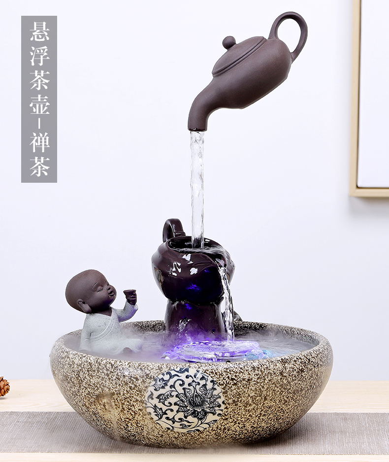 Creative humidifier water fountains in plutus feng shui living room office ceramic household crafts are opening gifts