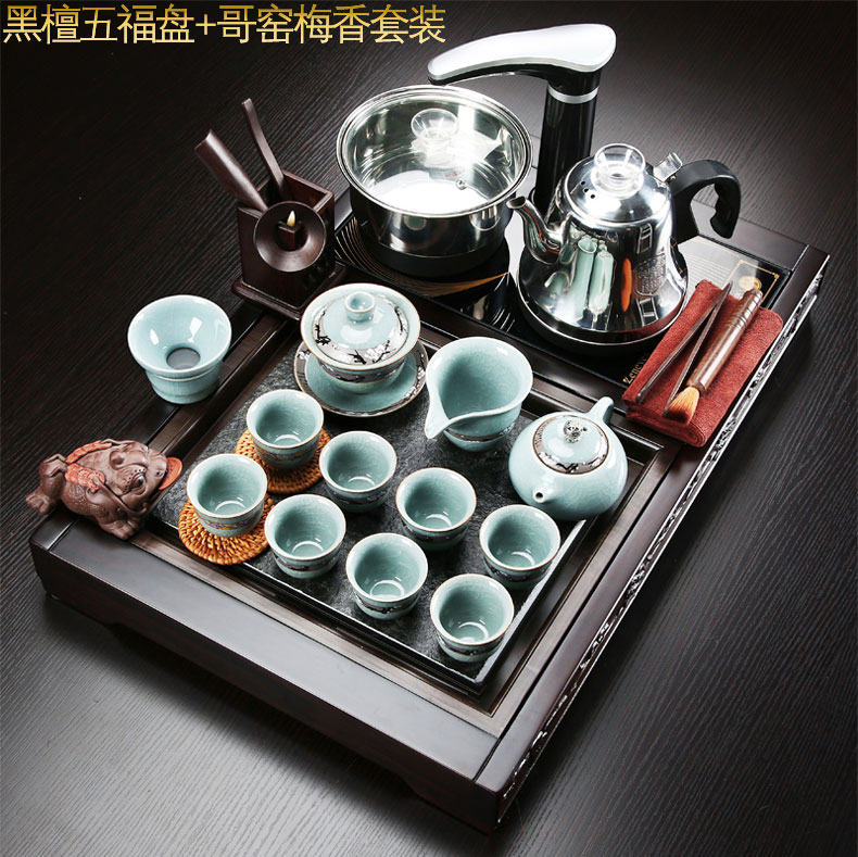 Tea Tea tray was home sitting room of a complete set of violet arenaceous kung fu Tea kettle ebony wood sharply stone Tea tray package