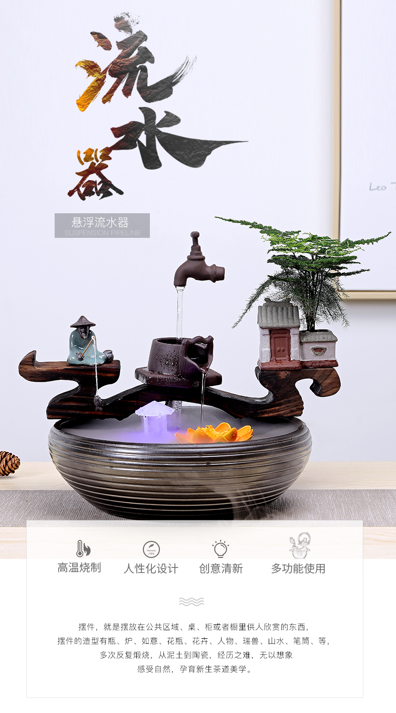 Creative humidifier water fountains in plutus feng shui living room office ceramic household crafts are opening gifts