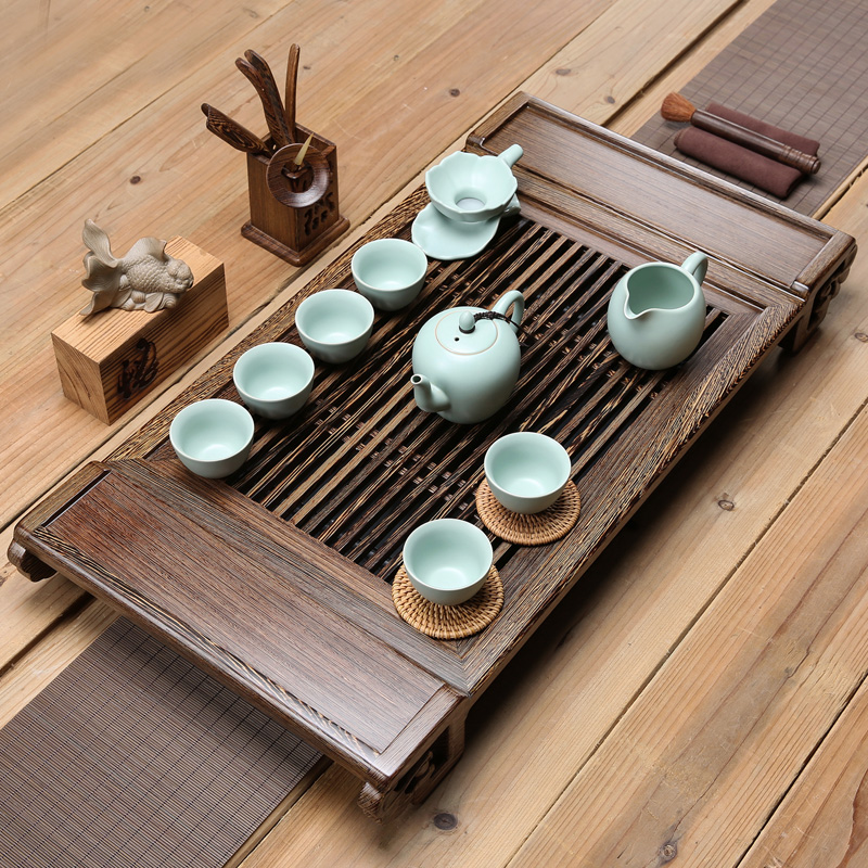 Wenge violet arenaceous kung fu tea set solid wood tea tray of a complete set of tea sets tea contracted household the draw - out type tea sea