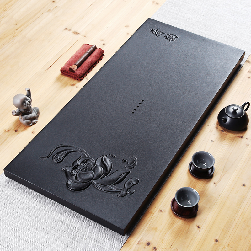 Friend is the whole piece of stone tea tray was sharply tea suit household violet arenaceous kung fu tea set, black gold stone tea tea