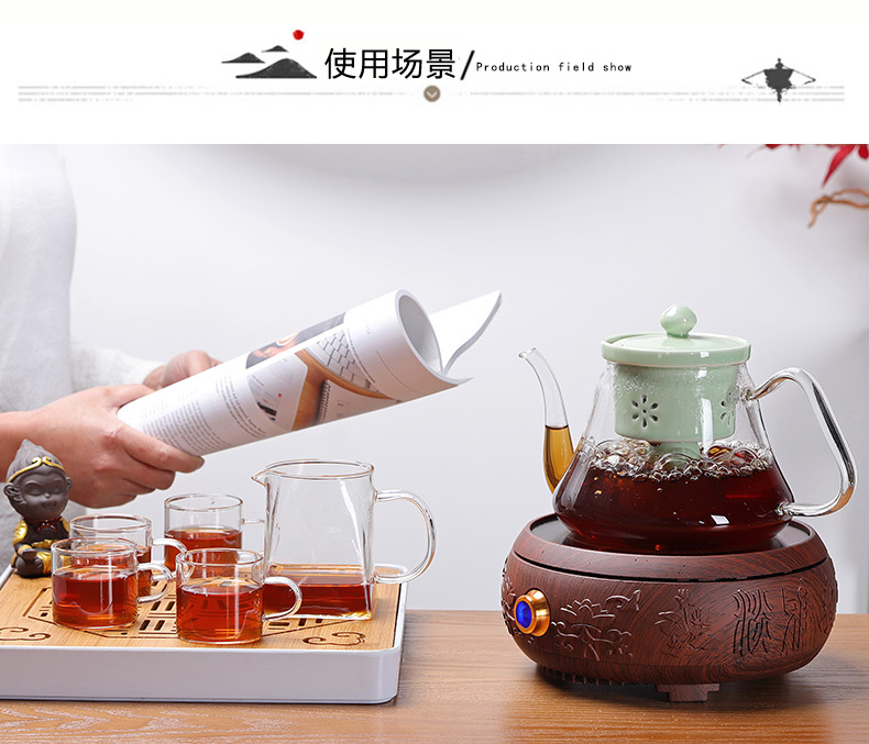 Friends is a complete set of heat - resistant glass tea set electric TaoLu boiled tea stove cooking household scented tea pu - erh tea with the teapot