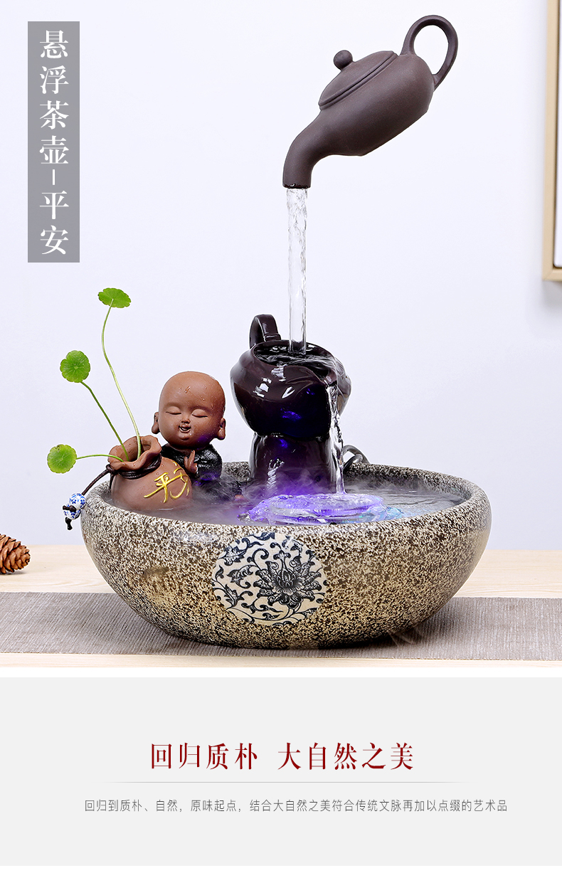 Creative humidifier water fountains in plutus feng shui living room office ceramic household crafts are opening gifts