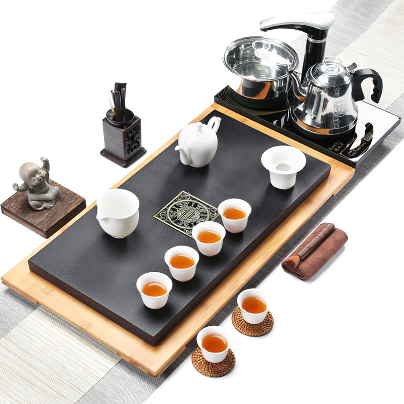 Friend is sharply stone tea tray of a complete set of tea set household violet arenaceous kung fu tea set simple black gold stone tea table