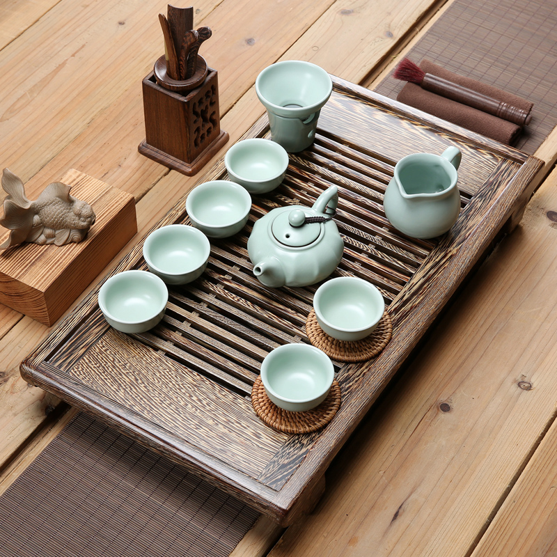 A friend is A complete set of purple sand tea sets tea tray wenge wood tea tray tea sets tea cup draw out the teapot