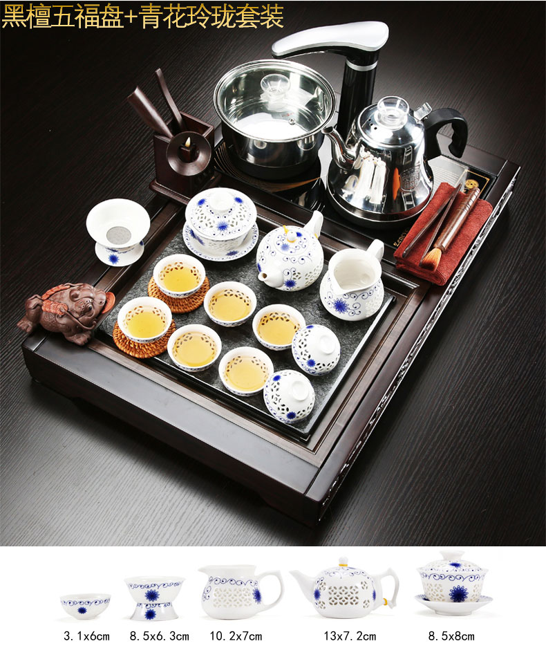 Tea Tea tray was home sitting room of a complete set of violet arenaceous kung fu Tea kettle ebony wood sharply stone Tea tray package