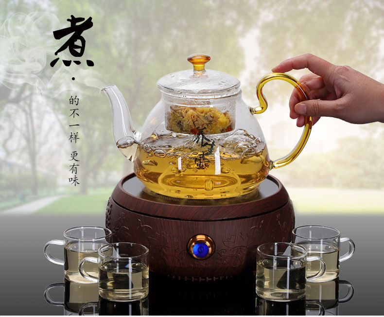 Friends is a complete set of heat - resistant glass tea set electric TaoLu boiled tea stove cooking household scented tea pu - erh tea with the teapot