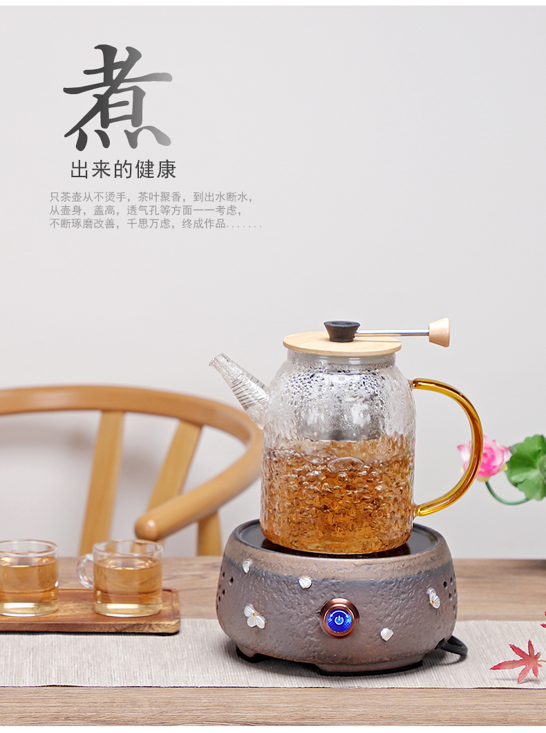 Friend is boiled tea machine electricity TaoLu heat - resistant glass tea set suits for steaming iron pot pot of a complete set of household kung fu tea set