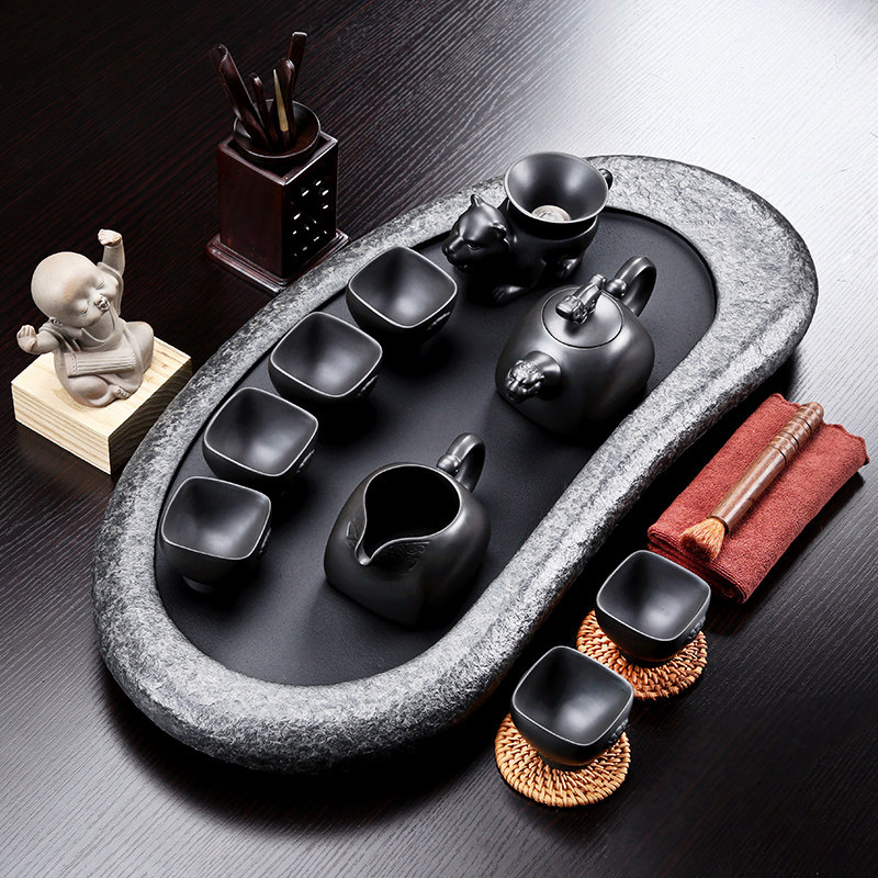 Youshang whole set of Wu Jinshi tea tray Tea set set Household simple purple Sand Gongfu tea set Tea table Office tea set