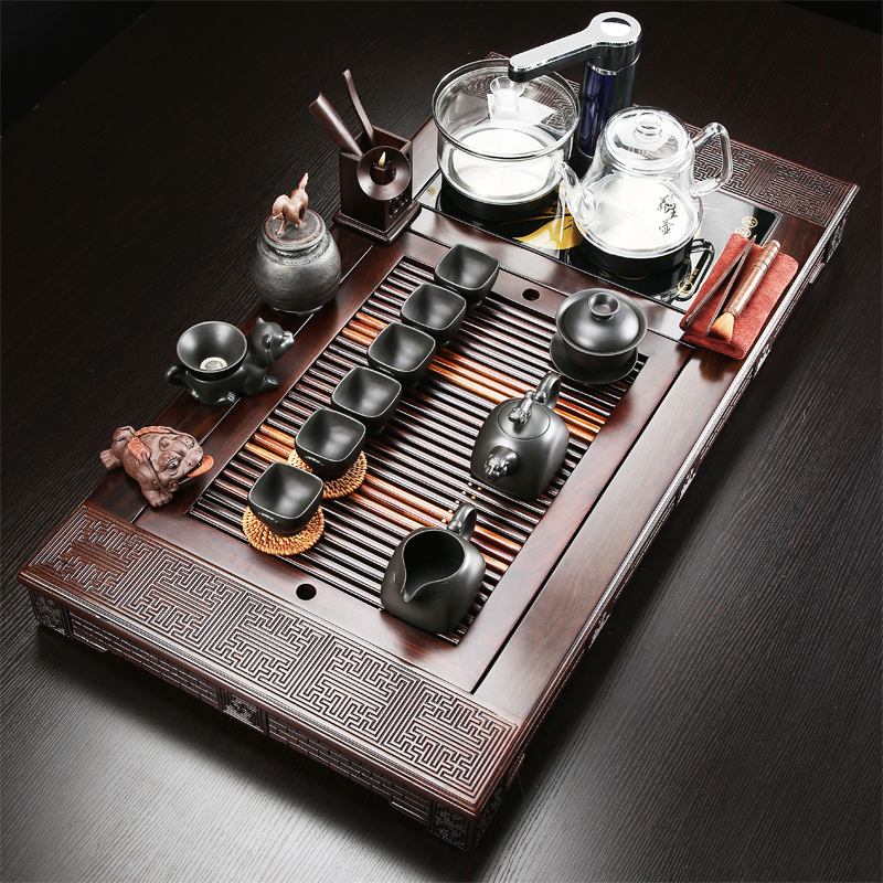 Solid wood tea tray tea set suit black sandal wood tea tray tea table home office of a complete set of violet arenaceous kung fu tea set