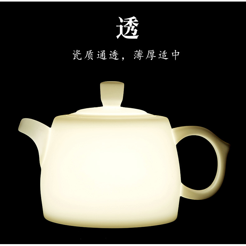 Friends commercial turn white porcelain tea pot of household ceramic tea set large manual suet white jade porcelain teapot China