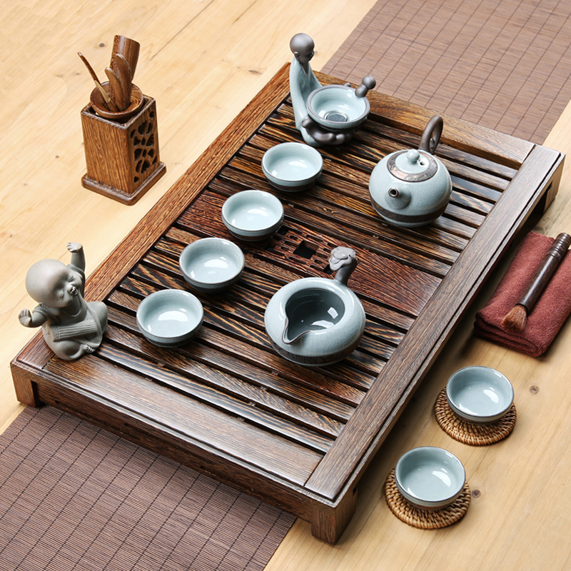 Chicken wings wood tea tray was your up ceramic tea set a complete set of kung fu tea cups solid wood contracted household sea tea table