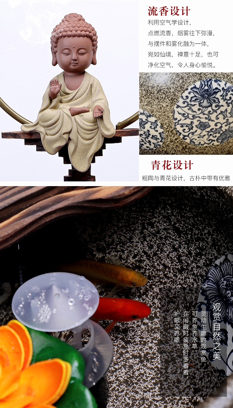 Creative humidifier water fountains in plutus feng shui living room office ceramic household crafts are opening gifts