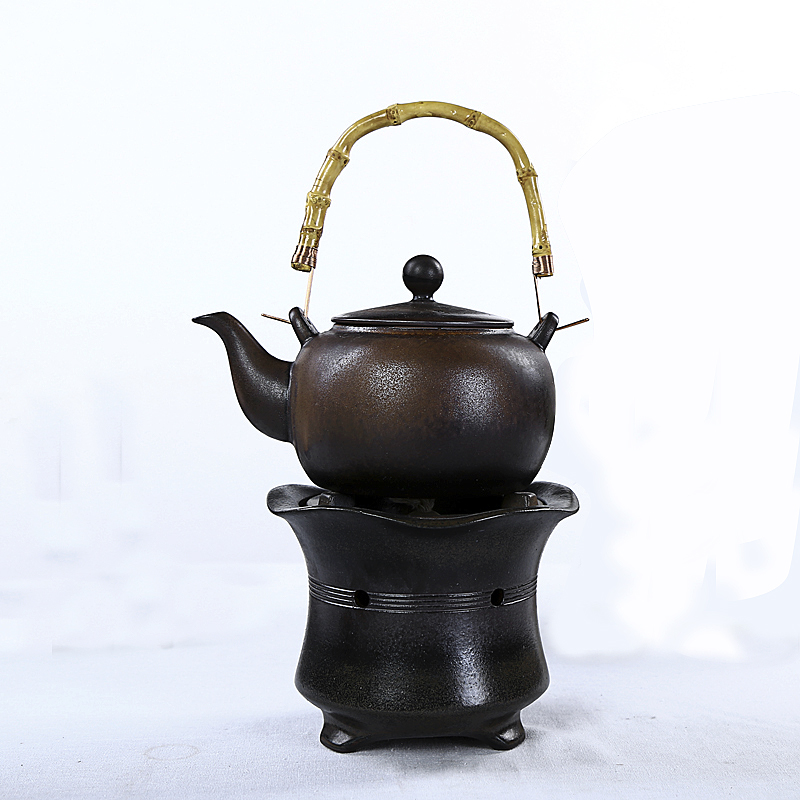 Japanese friend is coarse pottery alcohol furnace to burn the teapot set of TaoLu burn pot of boiled ceramic heat the teapot to the girder