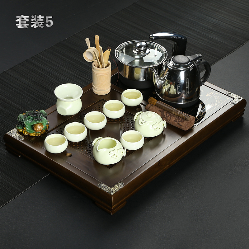 Friends is a complete set of ceramic kung fu tea set suits for your up household solid wood tea tray tea four unity induction cooker tea tray