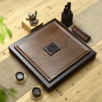 Whole piece of chicken wings ebony solid wood tea tray Square simple tea sea Whole set of ceramic Ge Kiln Ru Kiln Kung Fu tea set