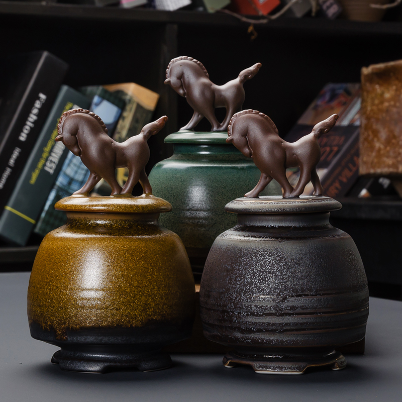 Friend is ceramic seal caddy fixings kung fu tea pu - erh tea POTS of tea warehouse wake receives the tea gift box