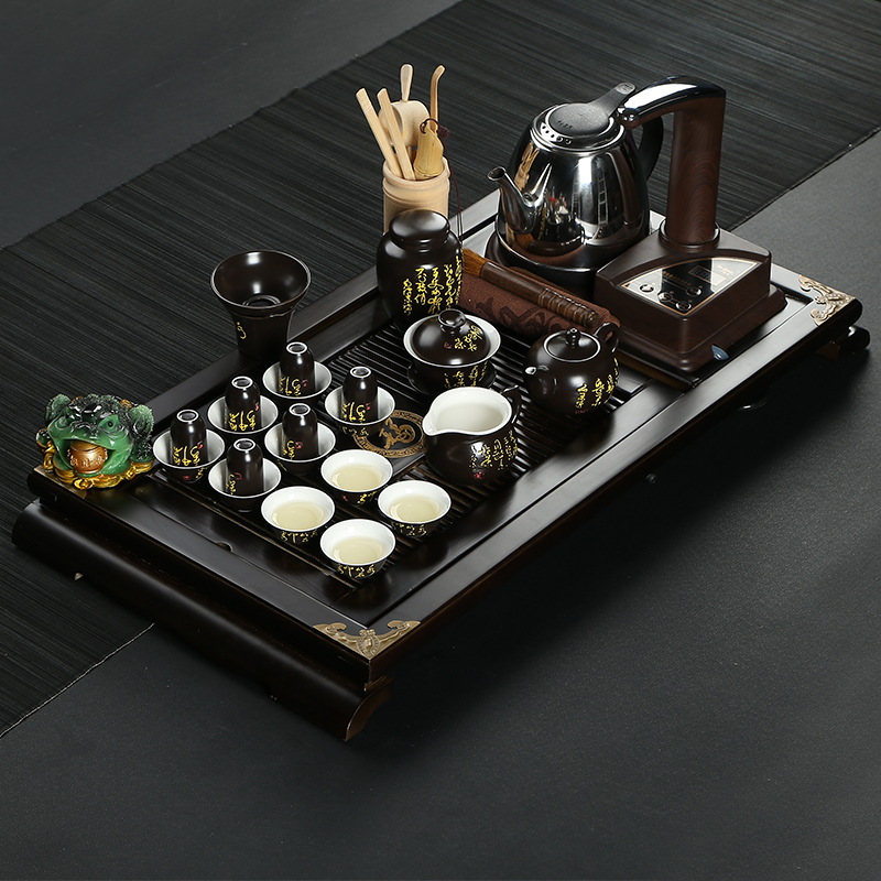 Friends is a complete set of ceramic kung fu tea set suits for your up household solid wood tea tray tea four unity induction cooker tea tray