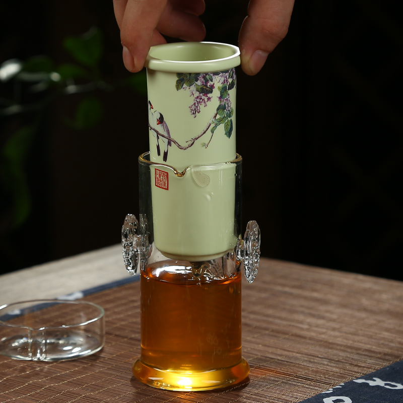 Friend is glass ceramic tea tea with heat - resistant ears tea teapot tea cups, random send a cup