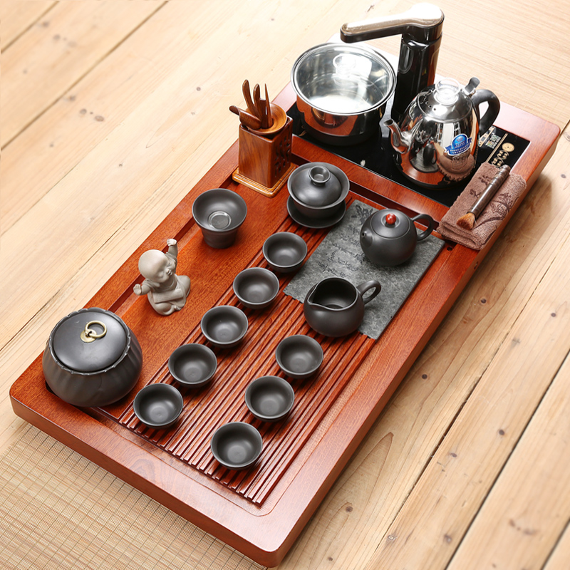 Hua limu tea tray was violet arenaceous kung fu tea set of a complete set of automatic water heating furnace bakelite type tea table