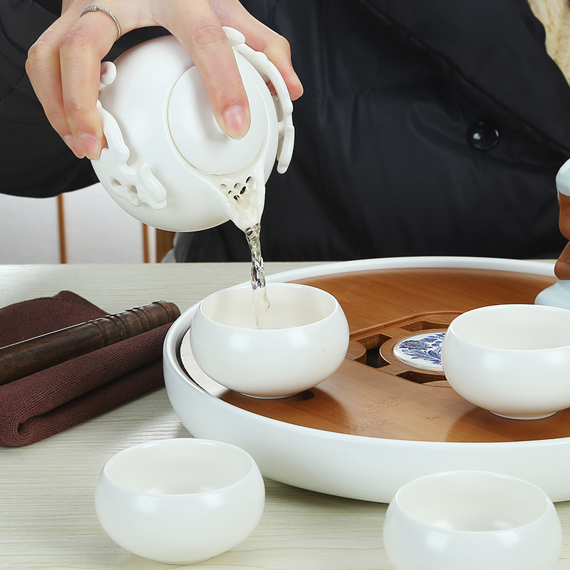 Friend is ceramic tea set bamboo circular dry ground Japanese kunfu tea mercifully with supporting a complete set of portable travel