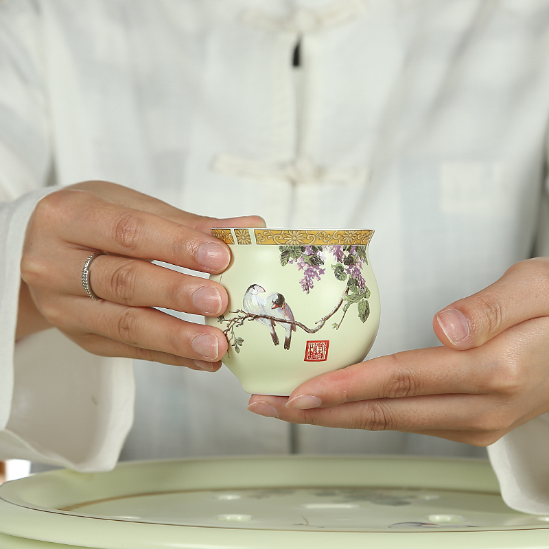 Friend is circular tray was kung fu tea set suit household gift box of a complete set of ceramic tea tray was double teapot teacup and heat insulation