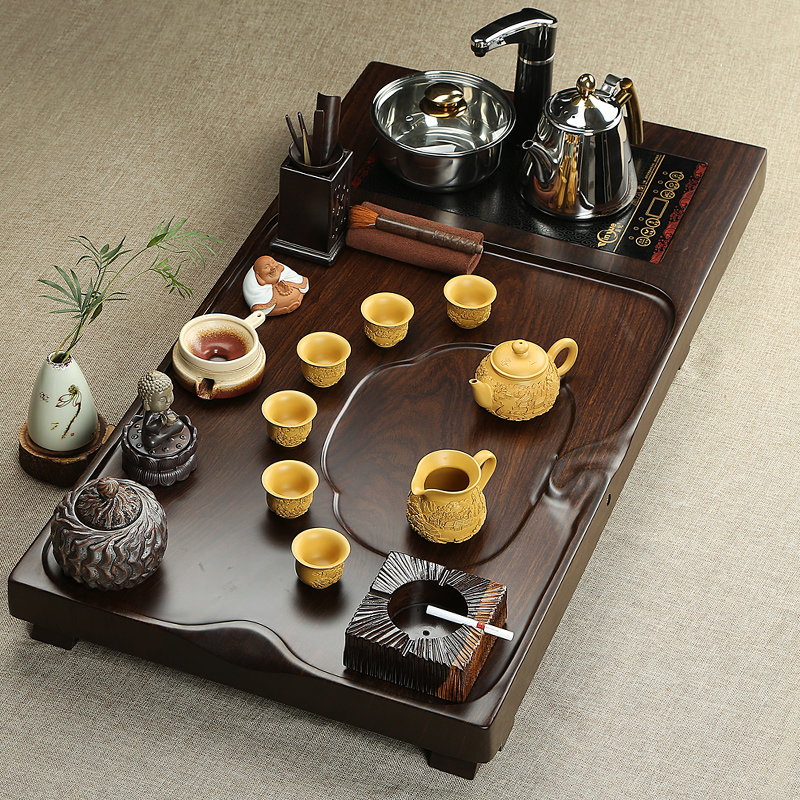 Tea tray of a complete set of Tea service suit household manual violet arenaceous kung fu Tea set the whole piece of mahogany ebony Tea tray Tea table