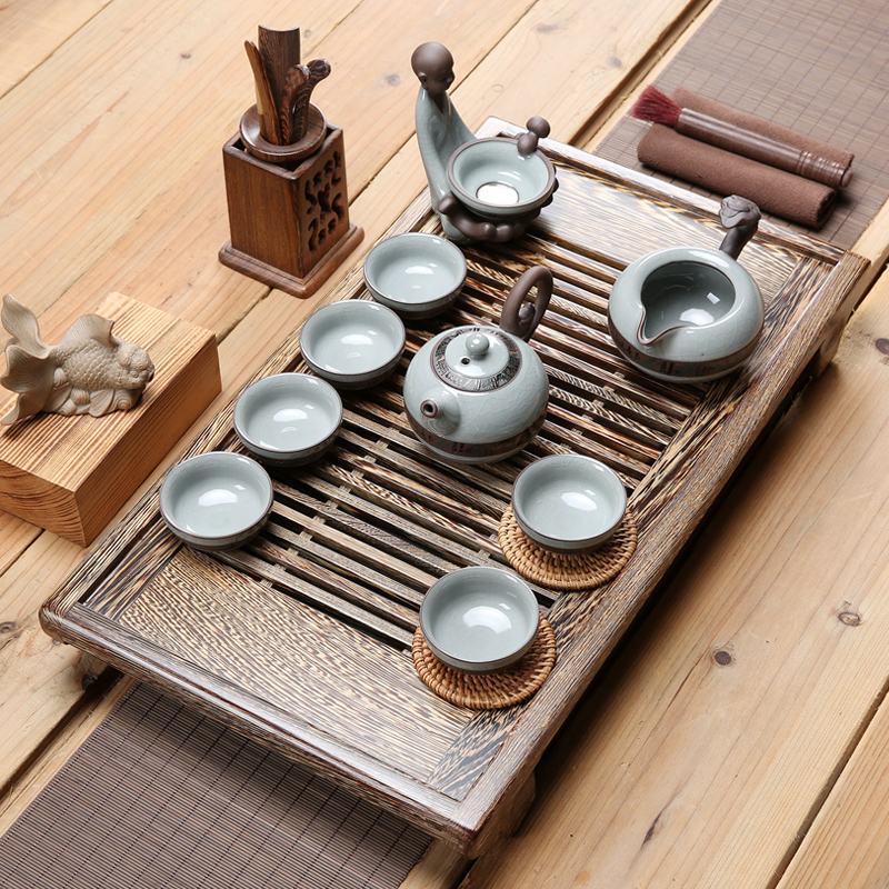 A friend is A complete set of purple sand tea sets tea tray wenge wood tea tray tea sets tea cup draw out the teapot