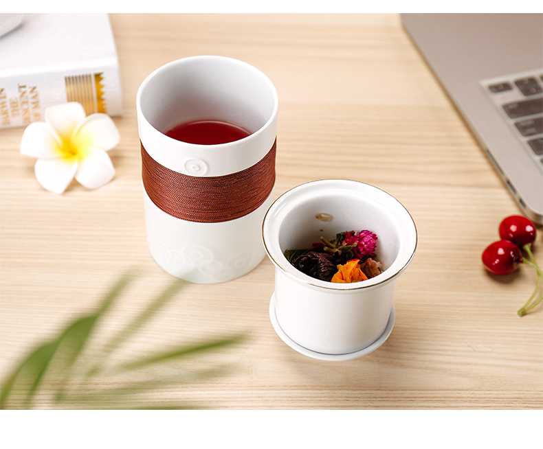 Office keller ceramic filter with cover tea cup contracted household glass tea cup with a cup of tea