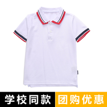 School uniforms for primary and middle school students Suit College Wind Inglén Wind Garden Suit Summer Dress White Short Sleeve Double Coat Collar Blouse T-shirt