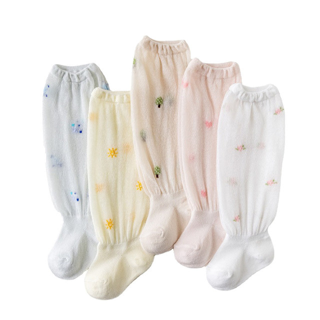 Summer infant socks loose mouth pure cotton anti-mosquito air-conditioning socks newborn socks ice silk baby long tube knee-length mesh