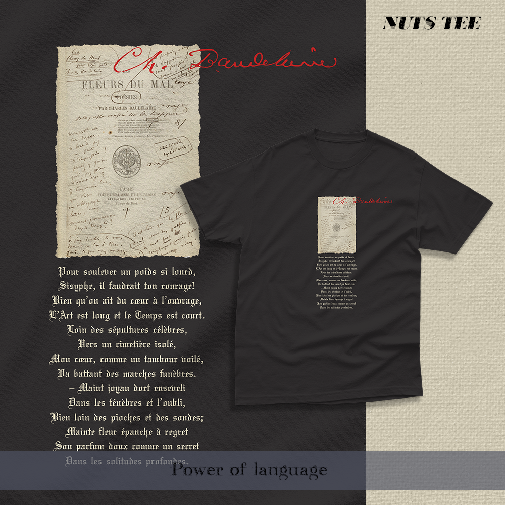 NUTS with good talk about all the evil flowers) Podler Poetry Literature T-shirt pure cotton round collar