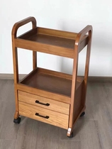 Beauty salon cart special high-end three-layer solid wood storage shelf tool cart drawer mobile storage rack trolley