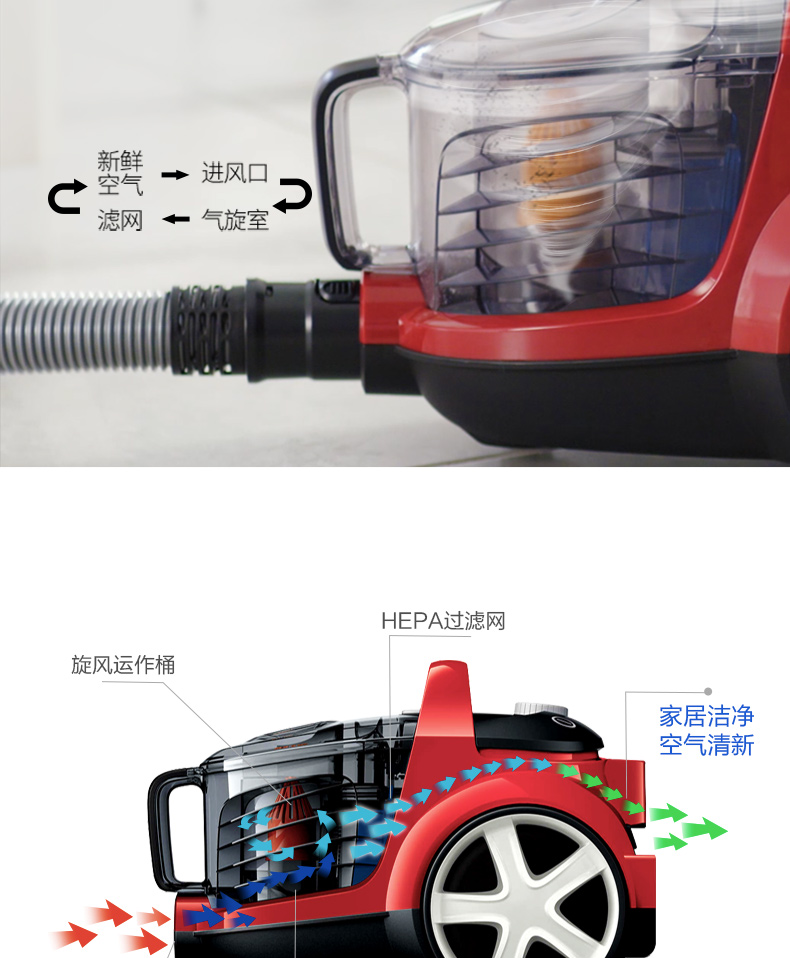 robot lau nhà loại nào tốt Máy hút bụi Philips hộ gia đình nhỏ câm nhỏ thảm trải sàn cầm tay mạnh mẽ cao FC8632 robot hút bụi xiaomi s5 max