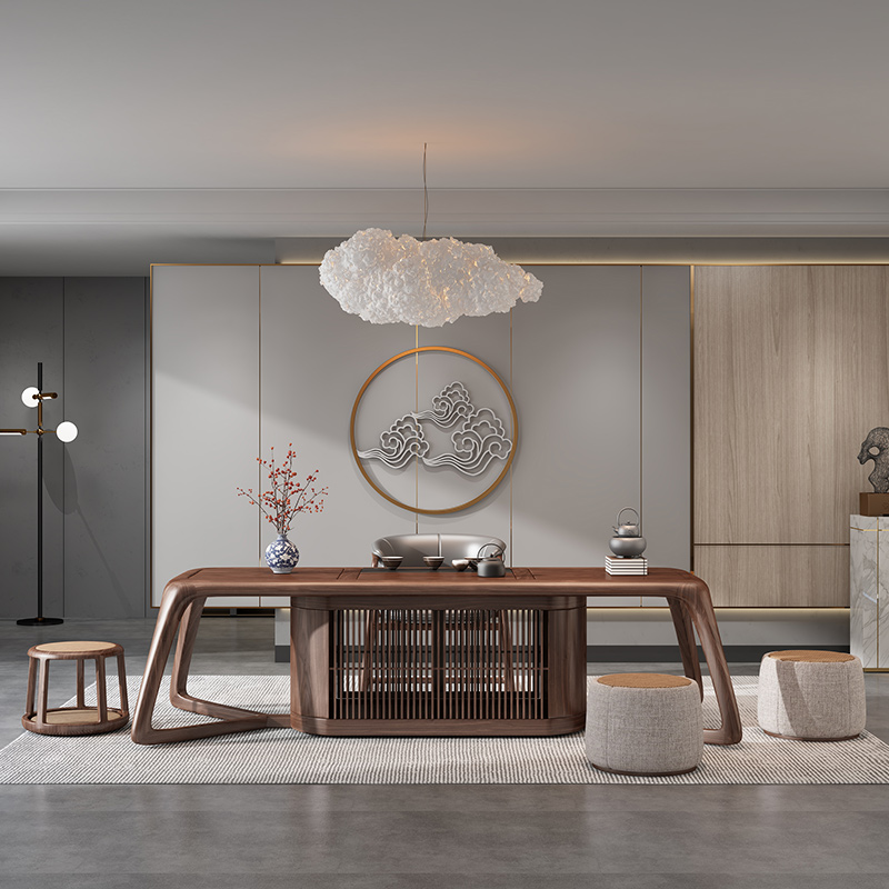New Chinese tea table and chair combined Zen space Somwood Kung fu tea table tea room office furniture