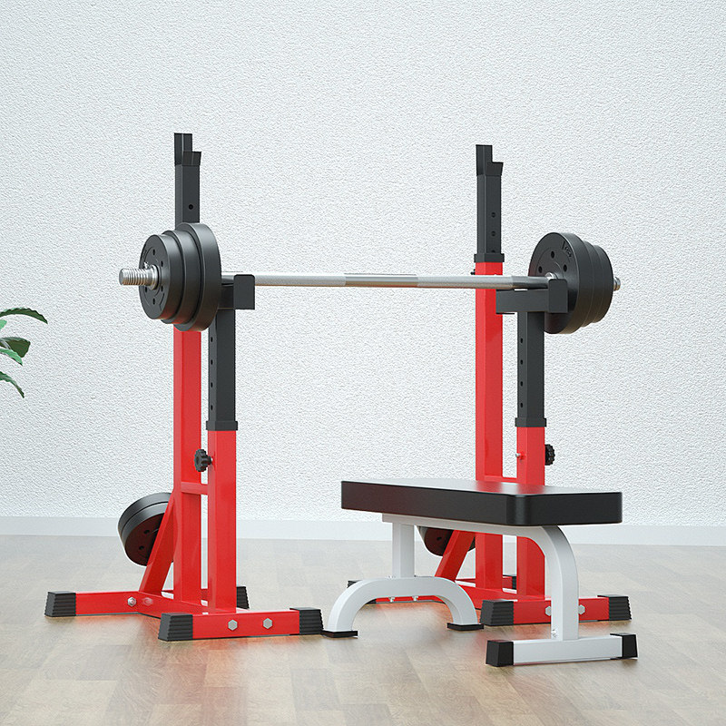 Multi-function adjustable deep squatting frame connected body Suzuki frame two-piece horizontal pushchair home barbell kit fitness equipment