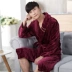 Cặp vợ chồng Nam Cực áo ngủ nữ áo choàng mùa đông nam áo choàng mùa thu và mùa đông dài đoạn flannel đồ ngủ nhung nhung áo choàng tắm SQ bộ đồ ngủ Night Robe