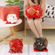 Black Red Gold Pig Deposit Pot just cant get in and can be saved Savings Tank Childrens Money Pot Small Black Pig Pendulum
