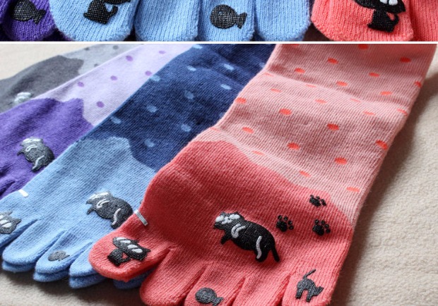 Mùa thu và mùa đông cô gái mới trong ống dễ thương cotton ấm năm ngón vớ cotton ngón chân phụ nữ đêm cú vớ nike chính hãng